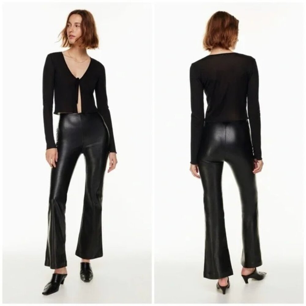 Aritzia Wilfred Roma High Waisted‎ Vegan Leather Flare Pant In Black Size 0
